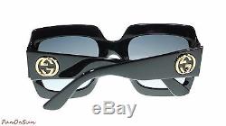 Gucci Women Square Sunglasses GG0053S 001 Black/Grey Lens 54mm Authentic