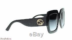 Gucci Women Square Sunglasses GG0102S 001 Black/Grey Lens 54mm Authentic