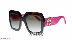 Gucci Women Sunglasses GG0102S 003 Havana/Pink Brown Gradient Lens 54m Authentic