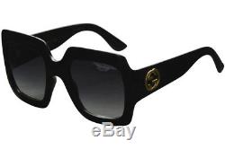 Gucci Women's Urban Collection GG0053S 0053/S 001 Black/Gold Square Sunglasses