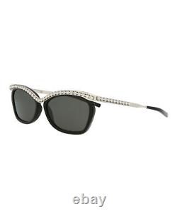 Gucci Womens Round Black Silver Grey Sunglasses GG0617S-30008121-002
