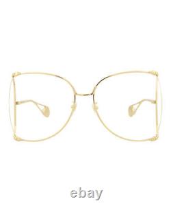 Gucci Womens Round/Oval Gold Gold Transparent Fashion Designer Eyewear