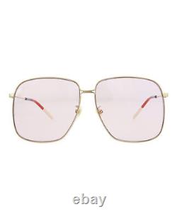 Gucci Womens Square/Rectangle Gold Gold Pink Fashion Designer Eyewear