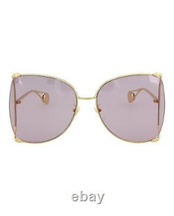 Gucci Womens Square/Rectangle Gold Gold Violet Sunglasses GG0252S-30002481-013