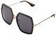Gucci Womens Sunglasses Gg0106s 001 Black Gold Havana Frame Grey Lens