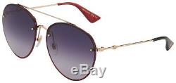 Gucci Womens Sunglasses GG0351S 001 Endura Gold Red Green Temple Grey Gradient