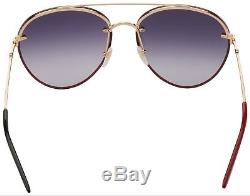 Gucci Womens Sunglasses GG0351S 001 Endura Gold Red Green Temple Grey Gradient