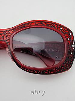 Jean Lafont Louxor 100 Red Black Frame Black Gradient Lens Sunglasses with Case