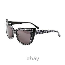 Lulu Guinness Black Houndstooth Protection 54 mm Cat Eye Sunglasses with Case
