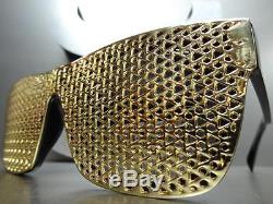 Men Women VINTAGE RETRO Style SUN GLASSES Black Frame Detachable Gold Mesh Cover