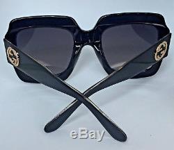 NEW Authentic Gucci GG0048 S 003 Oversize Square Frame Rhinestone Sunglasses