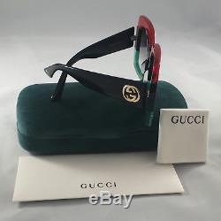 NEW Authentic Gucci GG0083S 001 Red-Green Black Gradient Lenses 55MM Sunglasses