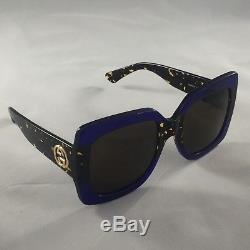 NEW Authentic Gucci GG0083S 003 Blue Tortoise 55MM Oversize Women Sunglasses