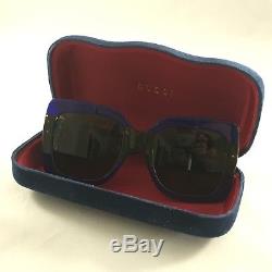 NEW Authentic Gucci GG0083S 003 Blue Tortoise 55MM Oversize Women Sunglasses