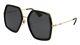 New Authentic Gucci Women's Sunglasses Gg0106s-001 56mm Black-gold / Grey Lens