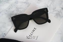 NEW Celine CL41444/S Kim Oversized Square Glass Lens Black Sunglasses AUTHENTIC