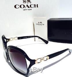 NEW Coach BLACK w GOLD Kissing CC Women's Sunglass w COACH Case HC8145 $240