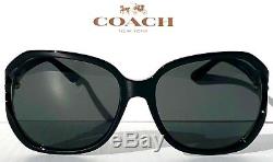 NEW Coach HC8233 in BLACK w Matte Gold Flower Grey lens Women's Sunglass L1033