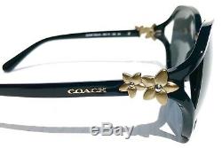 NEW Coach HC8233 in BLACK w Matte Gold Flower Grey lens Women's Sunglass L1033