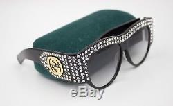 NEW GUCCI GG0144S Fabulous Rhinestone Black Women Hot Sunglasses FREE SHIPPING