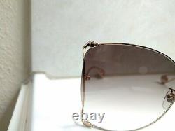 NEW GUCCI GG0252S 003 Gold Frame Brown Lens Oversized Sunglasses