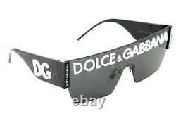 NEW Genuine D&G Dolce & Gabbana DG LOGO Black Shield Metal Sunglasses 2233 01/87