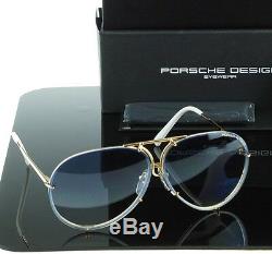 NEW Genuine PORSCHE DESIGN Titanium Gold Blue Aviator Sunglasses P 8478 W 69 MM