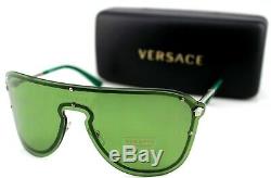 NEW Genuine VERSACE MEDUSA MADNESS Silver Green Shield Sunglasses VE 2180 1000/2
