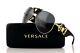 New Genuine Versace Runway Black Gold Medusa Aviator Sunglasses Ve 2150q 100287