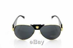 NEW Genuine VERSACE Runway Black Gold Medusa Aviator Sunglasses VE 2150Q 100287