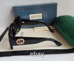NEW Gucci GG0053S 001 54mm Black Square Sunglasses Grey Gradient Lens Authentic