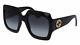 New Gucci Gg0053s 001 Black 54mm Oversized Urban Vintage Square Women Sunglasses