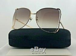NEW Gucci GG0252S 003 Sunglasses Gold Brown 100% UV Women Sunglasses