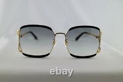NEW Gucci GG0593SK 004 Sunglasses Black and Gold 100% UV Square Women Sunglasses