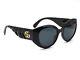 New Gucci Gg0809s 001 Black Cat Eye Women's Sunglasses 52-19-145 Authentic