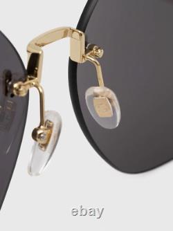 NEW Gucci GG1203S-002 Gold Gold Grey Sunglasses