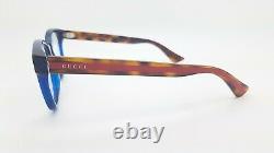 NEW Gucci RX Frame Glasses Blue Havana Red GG0005O 004 51mm AUTHENTIC Cat Eye