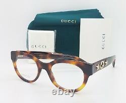 NEW Gucci RX Frame Round Glasses Havana Gold GG0209O 002 48mm AUTHENTIC Stars