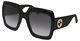 New Gucci Sunglasses Gg0102s 001 54mm Square Black / Grey Gradient Lens