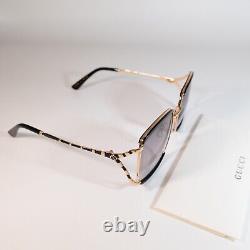 NEW Gucci Women's Sunglasses GG0593SK 001 Black Gold Grey Lens 59mm Authentic