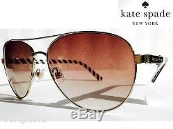NEW KATE SPADE Aviator Silver Black w Bronze Gradient Lens Blossom Sunglasses