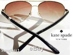 NEW KATE SPADE Aviator Silver Black w Bronze Gradient Lens Blossom Sunglasses