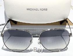 NEW MICHAEL KORS AVIATOR Silver w Blue Grey Lens 58mm MK5009 Rodinara Sunglass