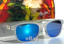 NEW Maui Jim WAKEA Matte Clear POLARIZED Sapphire Blue Women's Sunglass B745-05