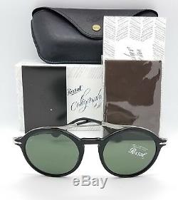 NEW PERSOL sunglasses PO3172S 95/31 51m Black Grey Green Calligrapher round 3172
