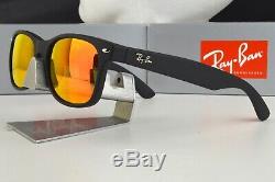 NEW Ray Ban RB2132F 622/69 NEW Wayfarer Matte Black Frame Flash Orange Lens 55mm
