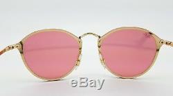 NEW Rayban Blaze Round Sunglasses RB3574N 001/E4 59mm Gold Pink Mirror AUTHENTIC