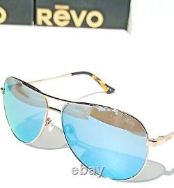 NEW Revo RELAY 59mm Aviator Gold POLARIZED Blue Womens Sunglass 1014 04 BL