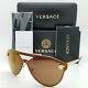New Versace Sunglasses Ve2161 1002f9 42mm Gold Brown Gold Mirror Genuine Aviator