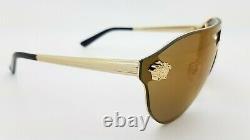 NEW Versace sunglasses VE2161 1002F9 42mm Gold Brown Gold Mirror GENUINE Aviator